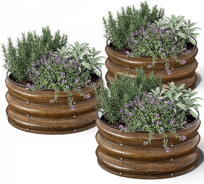 Kesfitt Round Metal Raised Garden Bed, 12-Inch Deep Galvanized Steel Garden Bed by Kesfitt