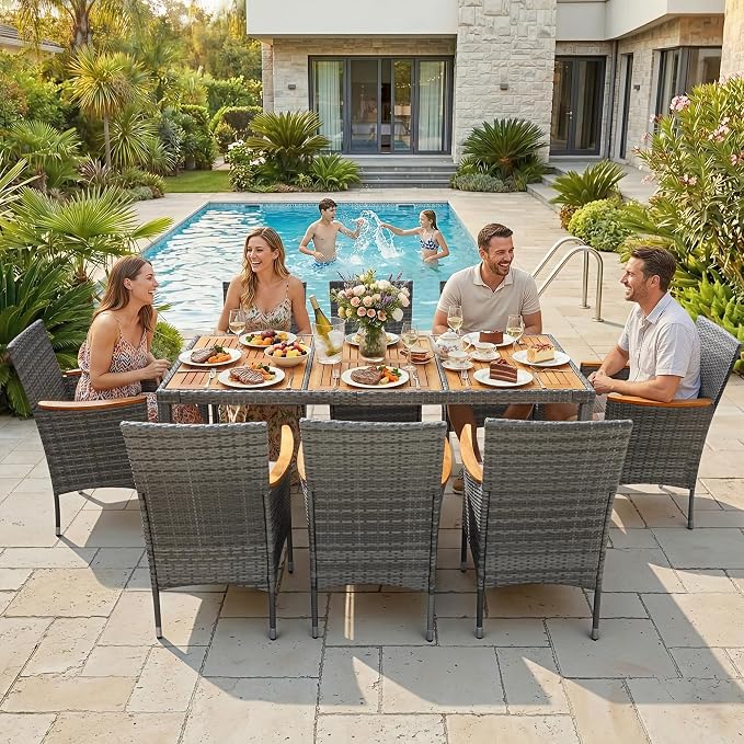 Greesum 9 Pieces Outdoor Patio Dining Set, Conversation Sets - Image 6