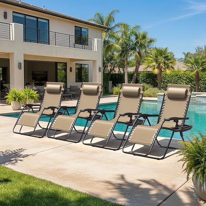 Homall Zero Gravity Chair Patio Folding Lawn Outdoor Lounge Gravity Camp - Image 5