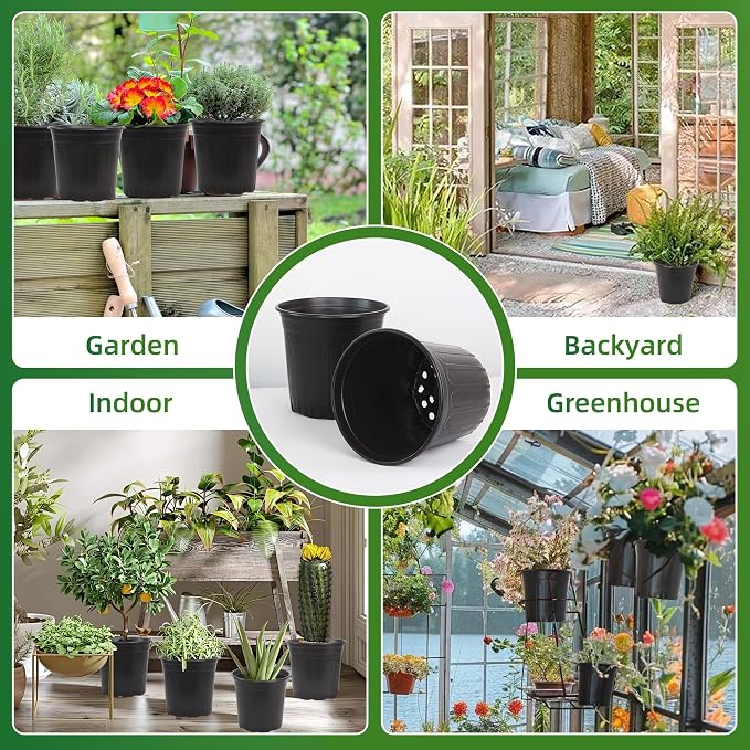 50 Pcs 2 Gallon Nursery Pots, Thickened Soft Plastic Plant Pots - Image 4