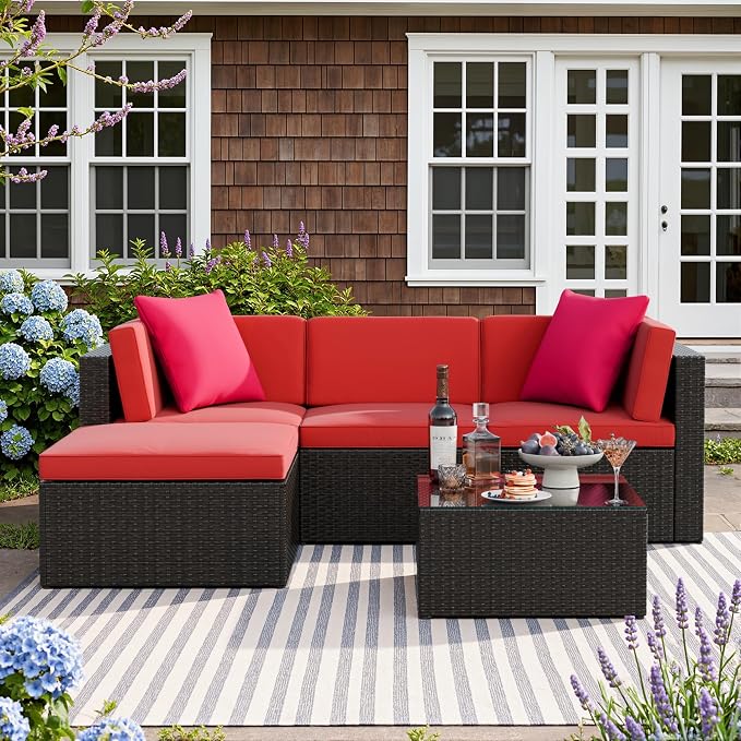Devoko 5 Pieces Patio Furniture Sets All Weathevr Outdoor Sectional Patio Sofa by DEVOKO
