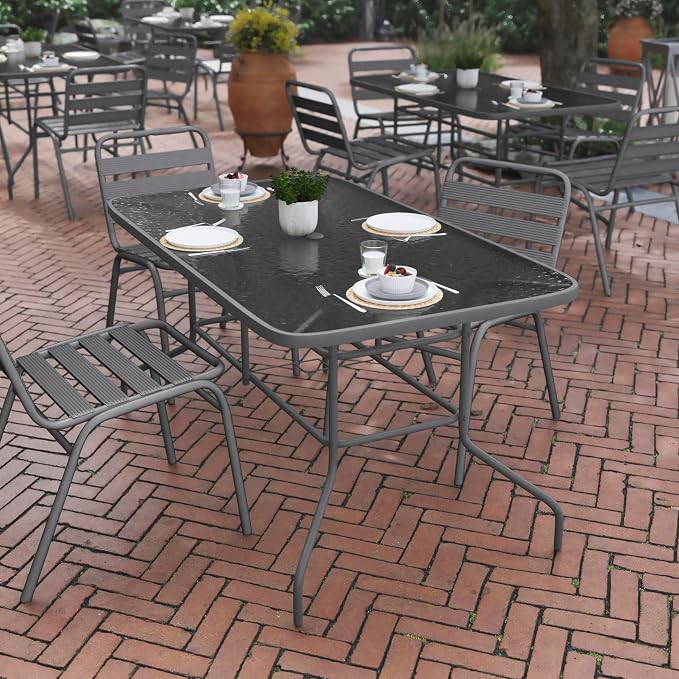 Flash Furniture Tory 31.5" x 55" Rectangular Tempered Glass Metal Table - Image 5