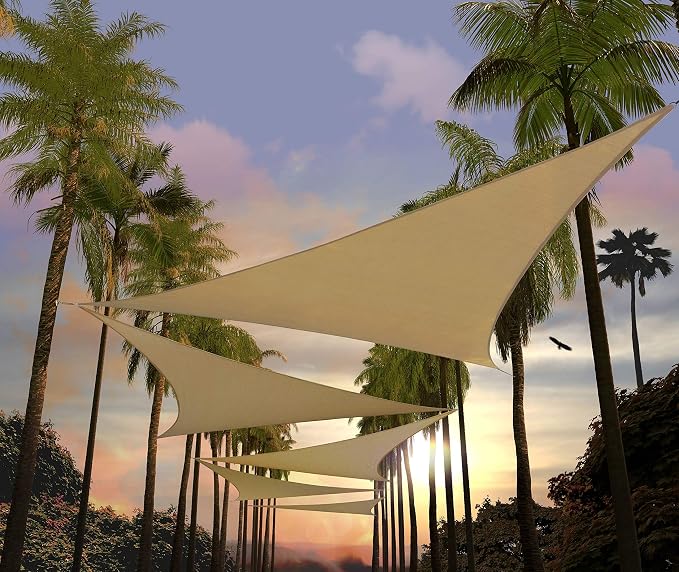 Amgo Custom Size 18' x 18' x 18' Sand Beige Triangle Sun Shade Sail UPF50+ by Amgo