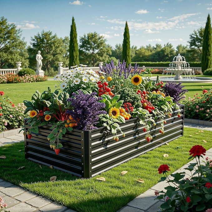 YITAHOME 6x3x2ft Large Raised Garden Bed Kit, Galvanized Metal Planter Box - Image 2