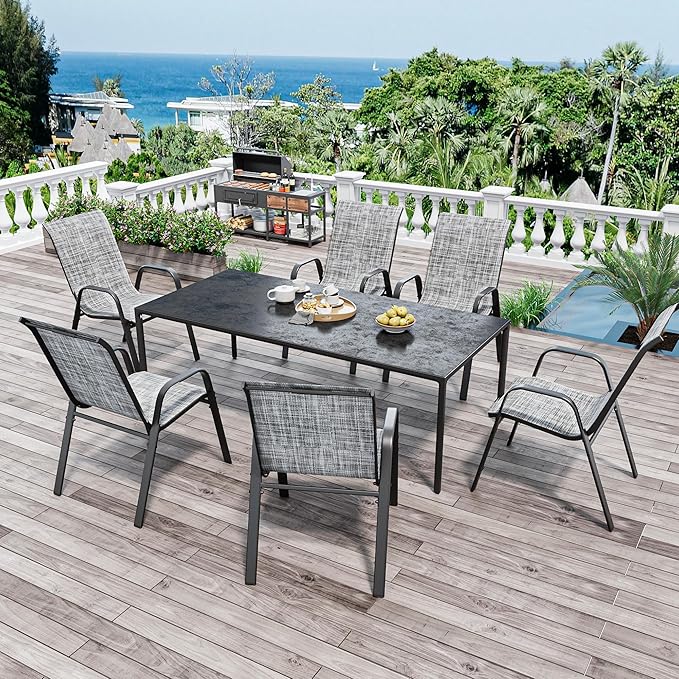 Patio Chairs Set of 6, Stackable Outdoor Dining Chairs - Image 4