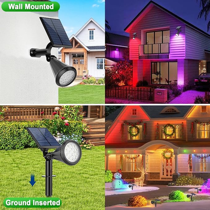 Solar Lights Outdoor Waterproof Color Changing 180° Adjustable RGB Solar - Image 5