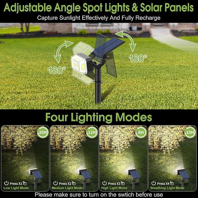 Solar Spot Lights Outdoor, 102 LED Solar Garden Yard Spotlight Waterproof - Image 4