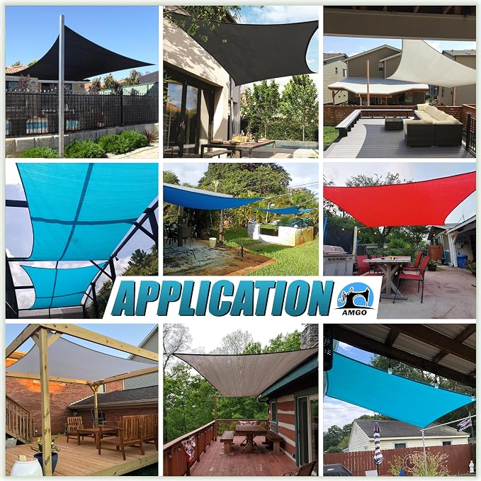 Amgo 16' x 20' Beige Rectangle Sun Shade Sail Canopy Awning UPF50+ AGTAPR1620 - Image 6