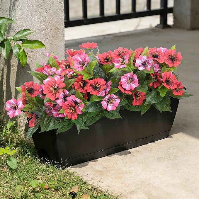 Fake Artificial Flowers for Outdoors Decoration, 4 Bundles Silk Faux Spring - Image 6