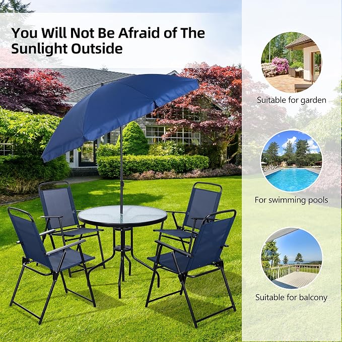 Vongrasig 6 Pieces Folding Patio Dining Set, All Weather Small Metal Outdoor - Image 7
