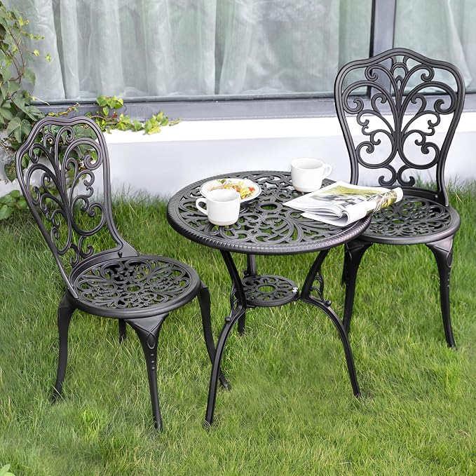 NUU GARDEN 3 Piece Bistro Set Outdoor, All Weather Cast Aluminum Patio Bistro - Image 4