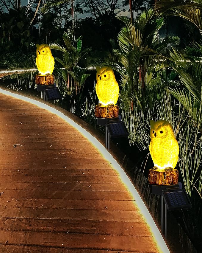 iStatue 4PC Solar Owl Garden Stake Lights Gifts - Image 5