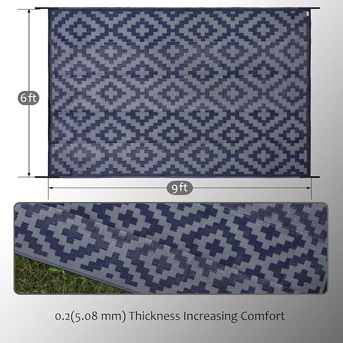 SAND MINE Reversible Mats, Plastic Straw Rug, Modern Area Rug, Large Floor Mat - Image 2