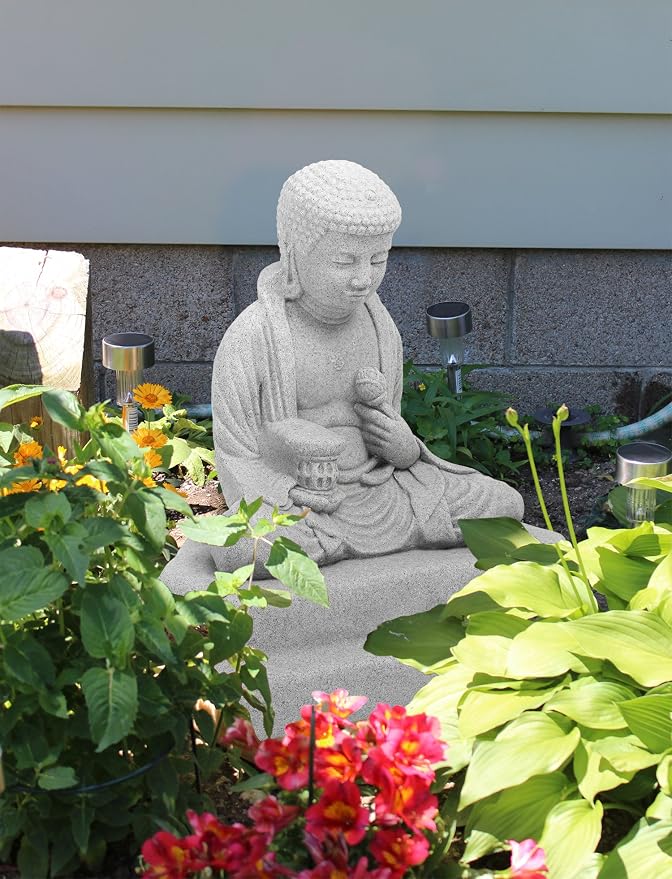 EMSCO Group Meditating Buddha Statue – Natural Granite Appearance – Made of - Image 2