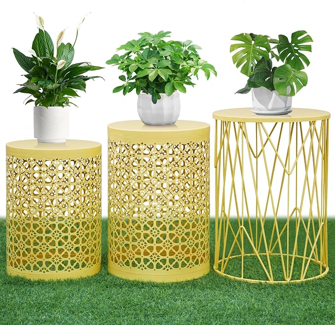 HFHOME Set of 3 Heavy-Duty Round End Table, Side Table, Coffee Table by HFHOME