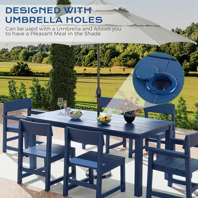 7 Piece Outdoor Dining Table Set HIPS Patio Dining Sets - Image 4