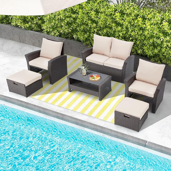 HOMREST 6 Pieces Outdoor Patio Furniture Set by HOMREST