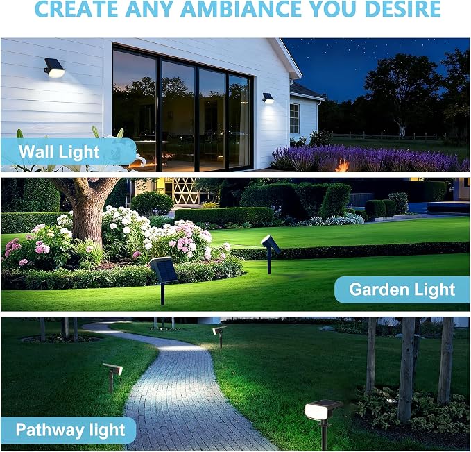 Solar Spot Lights Outdoor Waterproof IP65, 4 Pack, Cool Light, 2 Lighting Modes - Image 7