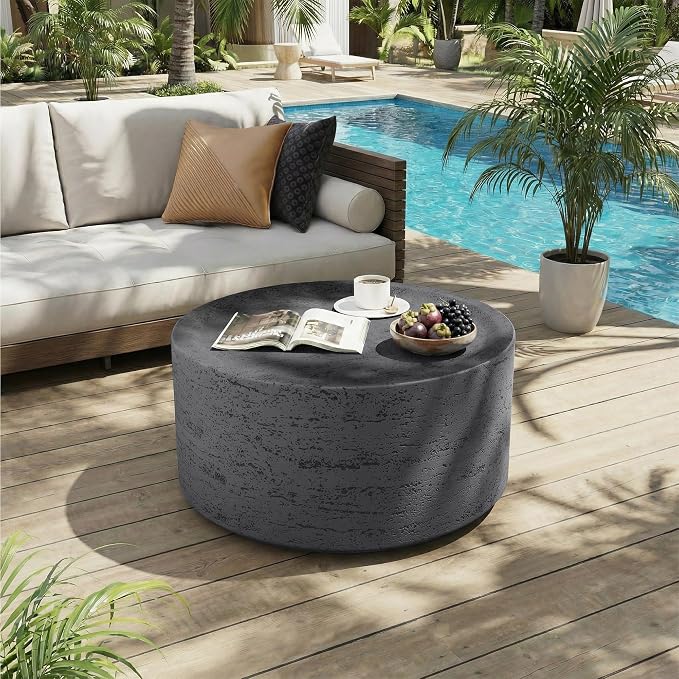 UPHA Outdoor Round Coffee Table, Small Modern Minimalist Accent Tables - Image 7
