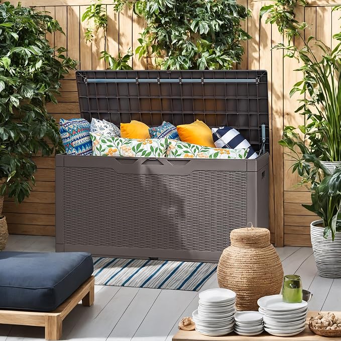 Flamaker Outdoor Storage Box 100 Gallon Waterproof Resin Deck Box Delivery Box - Image 6
