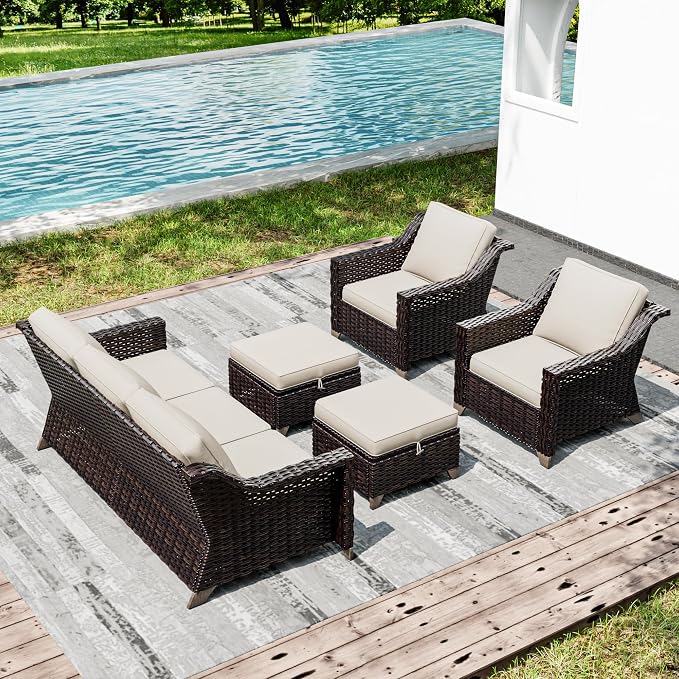 Joyside Wicker Patio Furniture Sets, 5 Pieces Upgraded Large Size Outdoor - Image 6