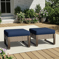 Joyside Outdoor Patio, All-Weather PE Rattan Ottomans Footstools by Joyside