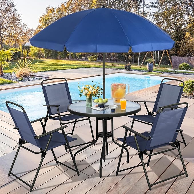 Vongrasig 6 Pieces Folding Patio Dining Set, All Weather Small Metal Outdoor - Image 2