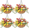 4 Pack 14 Inch Hanging Baskets for Plants Outdoor Metal Hanging Planter Hanging by Qusuxi