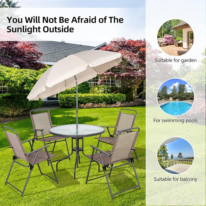 Vongrasig 6 Pieces Folding Patio Dining Set, All Weather Small Metal Outdoor - Image 7
