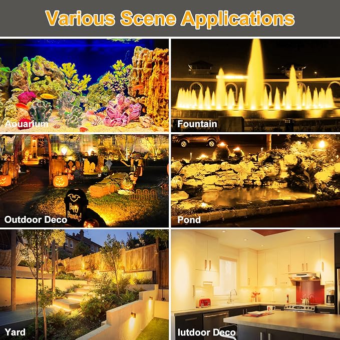 3000K Warm White Pond Lights, LED Underwater Submersible Landscape Spotlights - Image 2