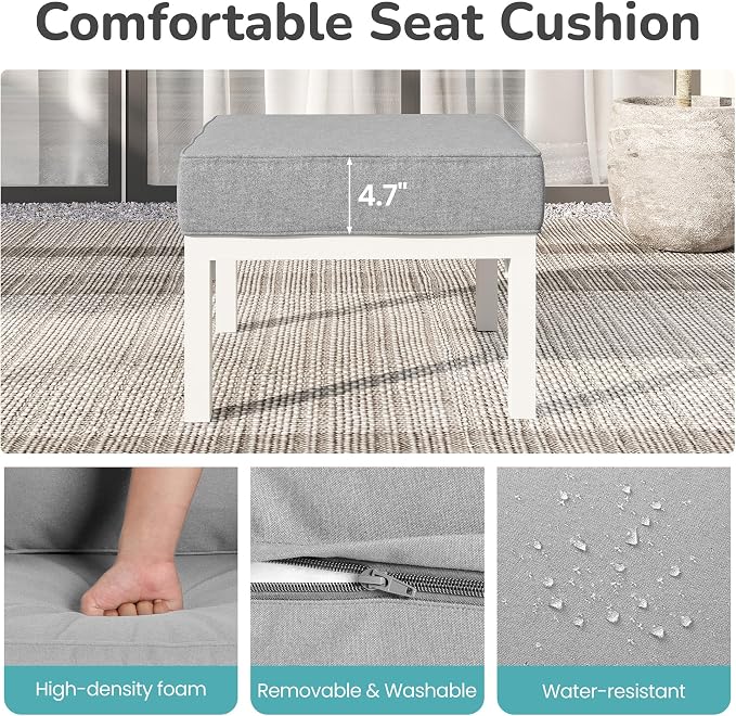 Wisteria Lane Outdoor Footstools Patio Ottoman Set of 2, Aluminum All-Weather - Image 5