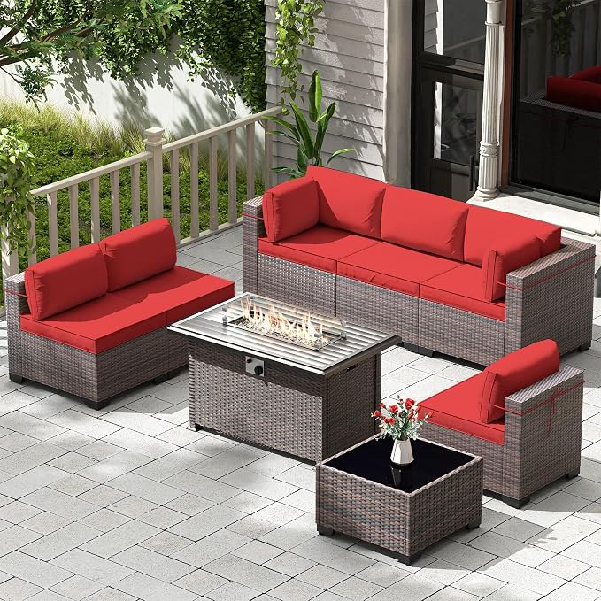 Kullavik 8 Pieces Outdoor Patio Furniture Set, Sectional Sofa Set - Image 7