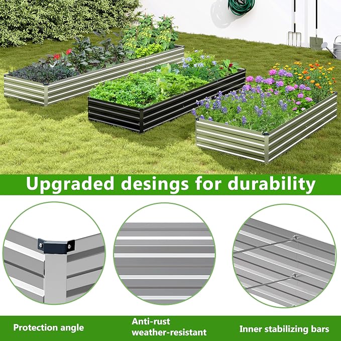 2PCS 7x3x1ft Galvanized Raised Garden Bed Kit, Galvanized Planter Raised Garden - Image 5