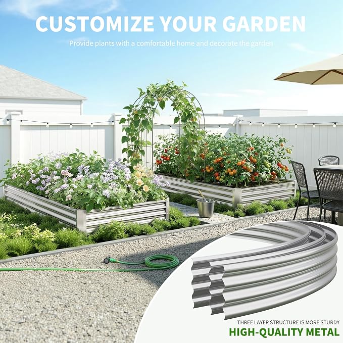 Galvanized Raised Garden Bed, Outdoor Planter Box Metal Patio Kit Planting Bed - Image 8