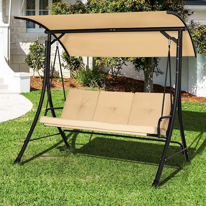 Tangkula 3 Person Porch Swing, Outdoor Swing - Image 3
