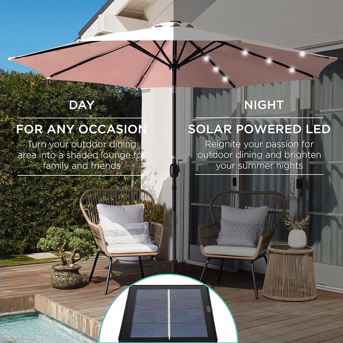 Best Choice Products 10ft Solar Polyester LED Lighted Patio Umbrella w/Tilt - Image 3