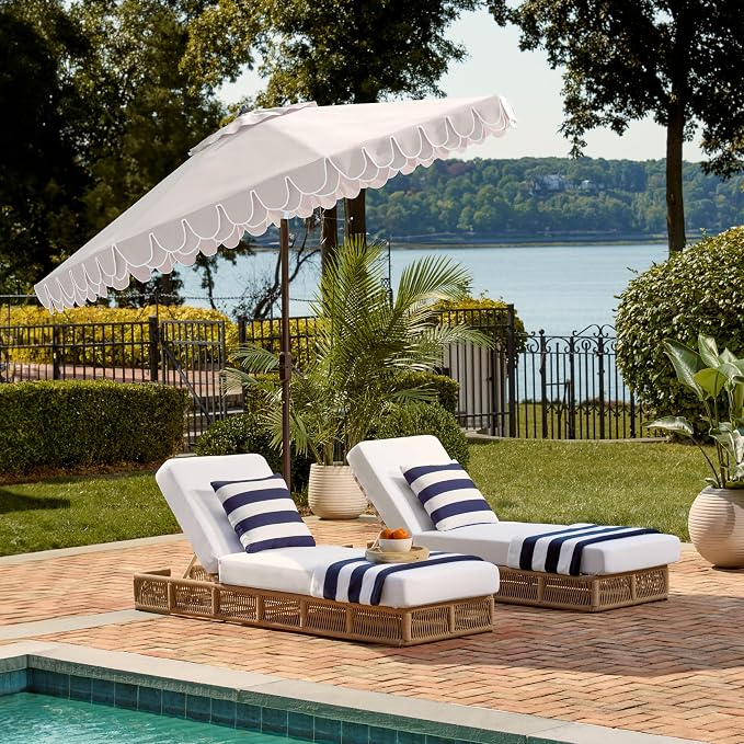 SAFAVIEH 9ft Outdoor Patio Umbrella, Auto Crank Tilt, UV Resistant - Image 8