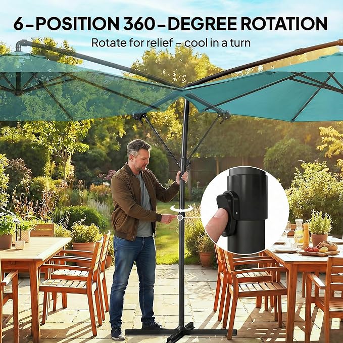 Outsunny 10 ft Offset Patio Umbrella - Image 5