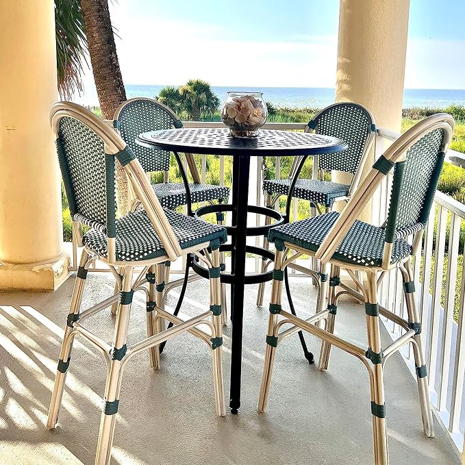 PURPLE LEAF French Counter Height Bar Stool Set of 2 25" White Print Finish - Image 2
