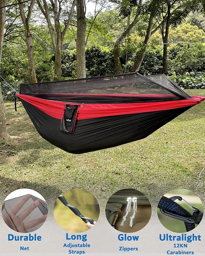 Sunyear Camping Hammock, Portable Single & Double Hammock - Image 4