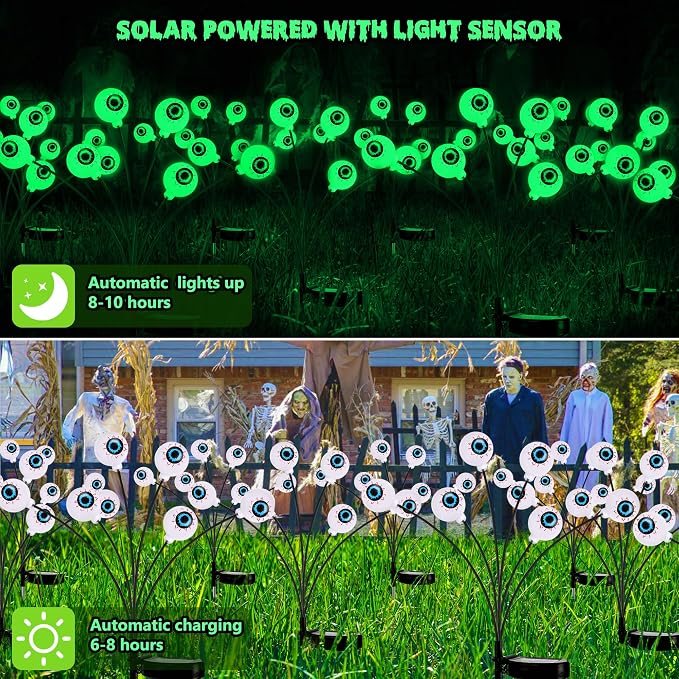 BrizLabs 4 Pack 24 LED Halloween Solar Lights, 2 Modes Outdoor Halloween - Image 4
