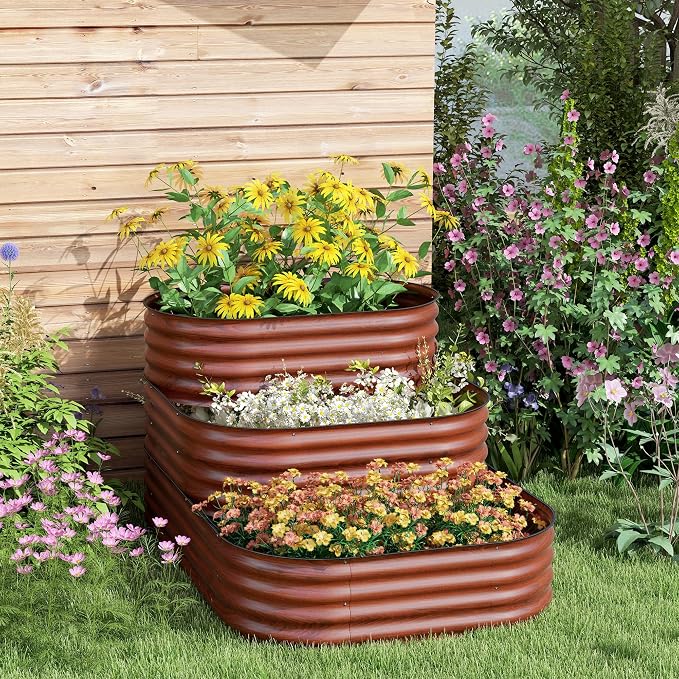 Outsunny 3-Tier Galvanized Steel Raised Garden Bed Kit, 62.25" x 43" x 32.25" - Image 8