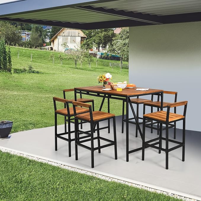HAPPYGRILL 7 Piece Patio Bar Table Set - Image 2