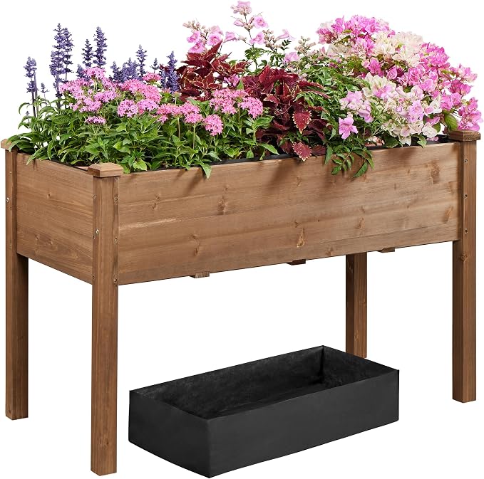 Yaheetech 2pcs Raised Garden Bed 48x24x30in Elevated Wooden Horticulture - Image 9