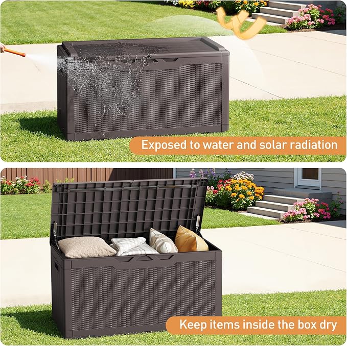 Greesum 100 Gallon Resin Deck Box Large Outdoor Storage Boxes - Image 4