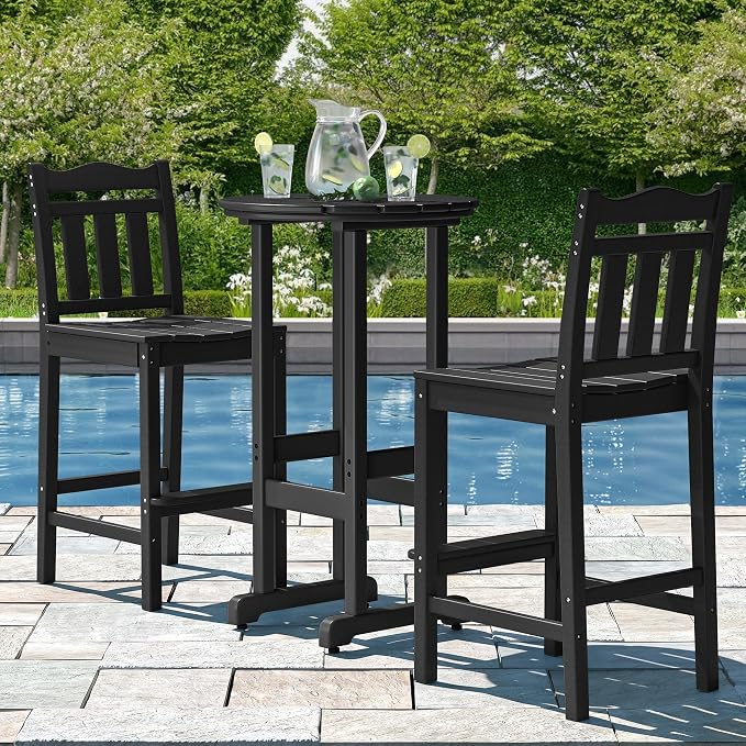nalone Outdoor Bar Stool, HDPE Tall Adirondack Chair Bar Chair, Weather - Image 6
