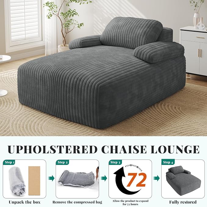 YITAHOME 67"L x 48"W Chaise Lounge Chair Indoor, Oversized Corduroy Upholstered - Image 8