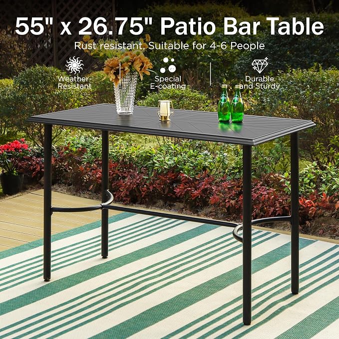 PHI VILLA Patio Bar set for 4, Outdoor Swivel Bar Chairs - Image 5