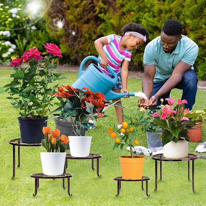 Plant Stand Indoor 5 Pack Brown Metal Plant Stands Outdoor Heavy Duty Flower - Image 7