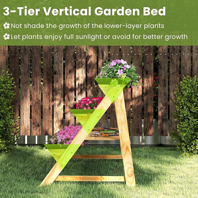 HAPPYGRILL 3-Tier Wooden Raised Garden Bed, Elevated Planter Box Kit - Image 6